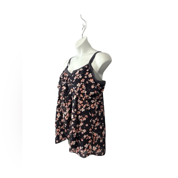 NWOT, Claire France, Plus Size Floral Tankini Top, 3X, Pink, Navy - Picture 7 of 9